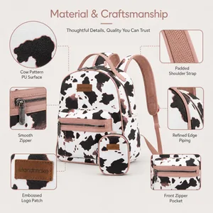 Cow Pattern PU Backpack Travel Bag Manufacturer Factory