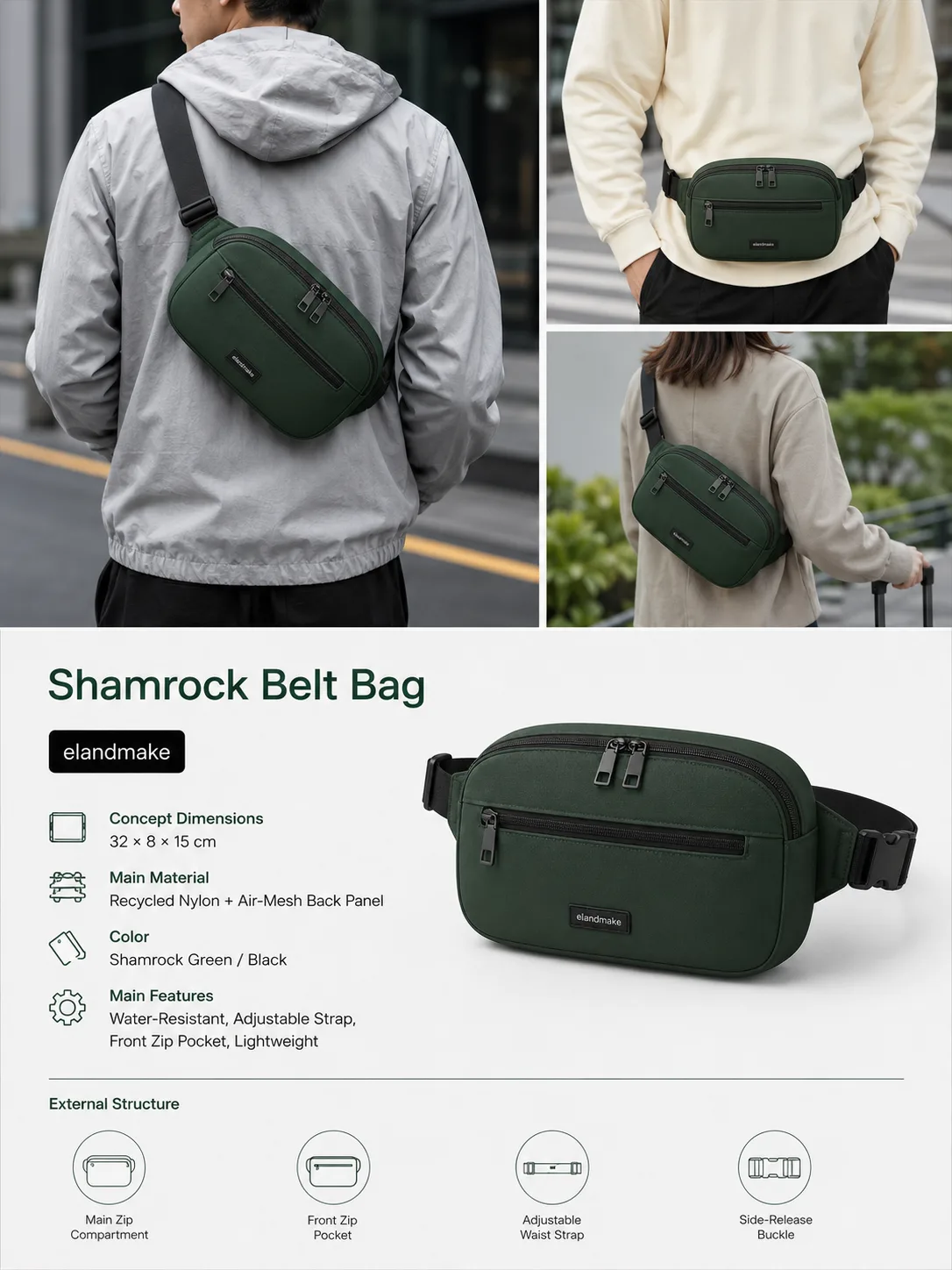Custom Shamrock Belt Bag Supplier
