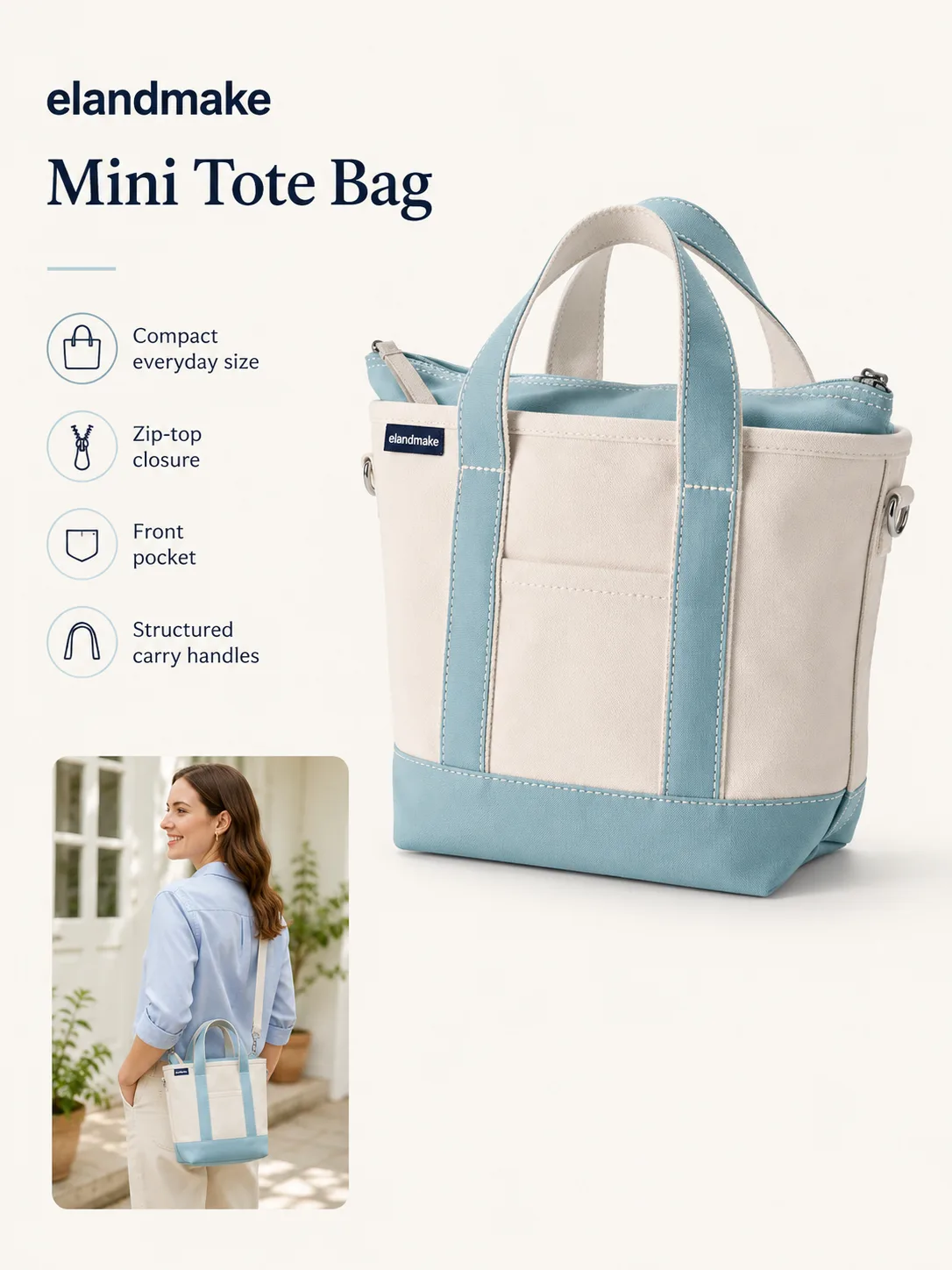 zip top canvas tote