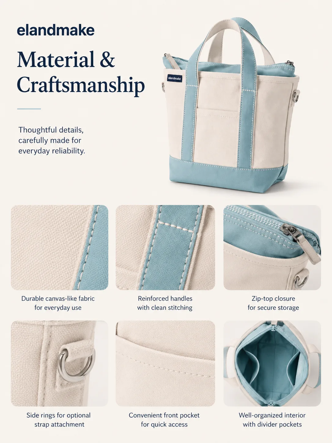 zip top canvas tote