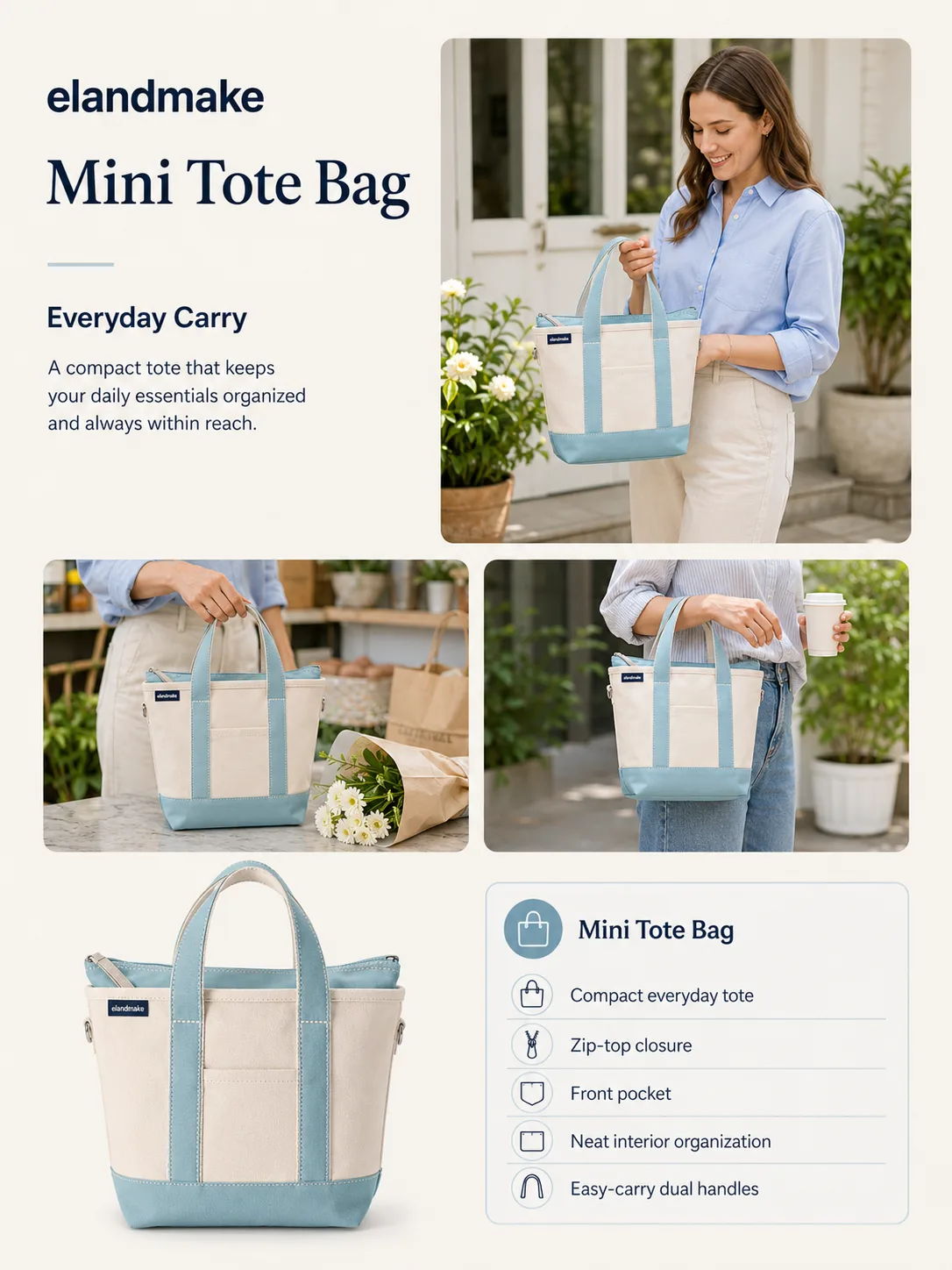 zip top canvas tote